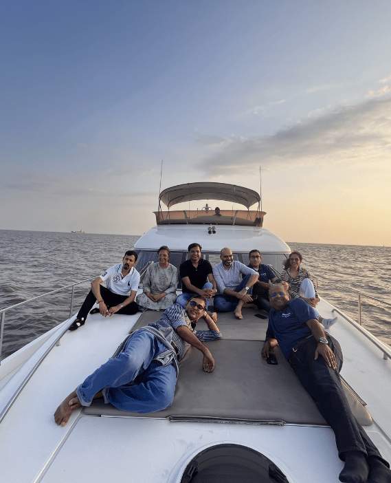 Client hospitality gathering aboard a private yacht